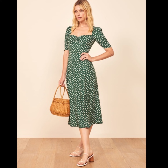 🆕 Reformation Martin midi dress in chive - Picture 2 of 7